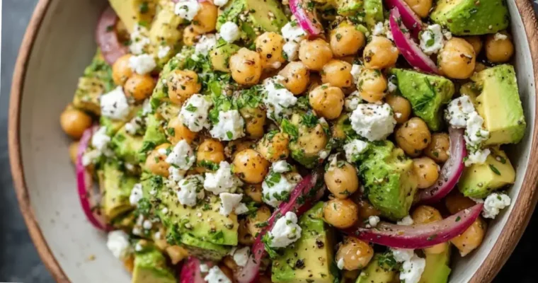 Chickpea Feta Avocado Salad