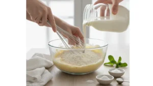 vegan buttermilk and mix until combined. Finally, add the remaining flour mixture until you have a mostly smooth batter,