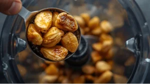 Once the garlic is done roasting, remove it from the bulb and add it to a blender.