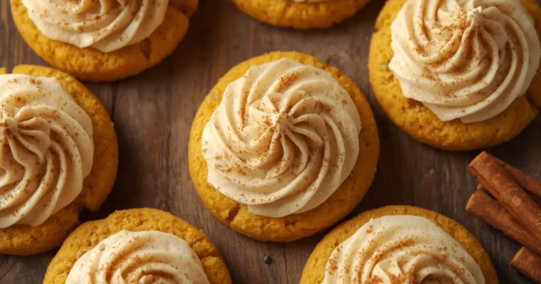 Soft Pumpkin Cookies with Cinnamon Frosting