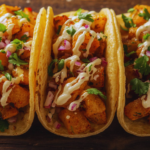 Delicious spicy potato soft tacos with fresh toppings.