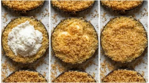Dip each eggplant slice first in flour, then in egg, and finally coat it with breadcrumbs.