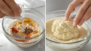 Add water gradually until forming a smooth batter thick enough to coat each cauliflower floret.